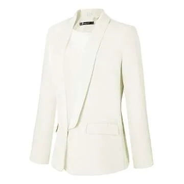 Urban CoCo Women's Office Blazer Jacket Open Front Womens Blazers for Work Professional (2XL, White)