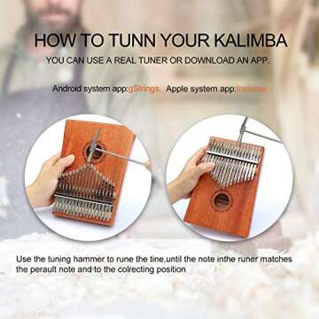 MIAOYIN Kalimba 17 Keys Thumb Piano with Study Instruction and Tune Hammer, Portable Mbira Sanza African Wood Finger Piano, Gift for Kids Adult Beginners Professional