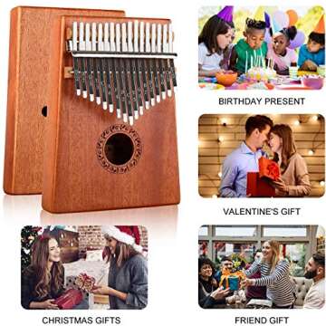 MIAOYIN Kalimba 17 Keys Thumb Piano with Study Instruction and Tune Hammer, Portable Mbira Sanza African Wood Finger Piano, Gift for Kids Adult Beginners Professional