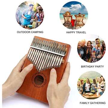 MIAOYIN Kalimba 17 Keys Thumb Piano with Study Instruction and Tune Hammer, Portable Mbira Sanza African Wood Finger Piano, Gift for Kids Adult Beginners Professional