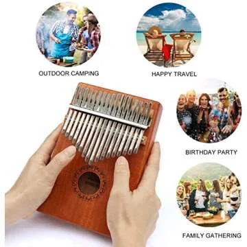 MIAOYIN Kalimba 17 Keys Thumb Piano with Study Instruction and Tune Hammer, Portable Mbira Sanza African Wood Finger Piano, Gift for Kids Adult Beginners Professional