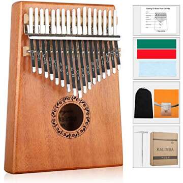 MIAOYIN Kalimba 17 Keys Thumb Piano with Study Instruction and Tune Hammer, Portable Mbira Sanza African Wood Finger Piano, Gift for Kids Adult Beginners Professional