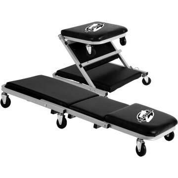 Pro-Lift C-2036D Grey 36" Z-Creeper Seat - Black, Ultimate Comfort for Mechanics
