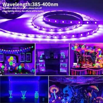 YQNLIFA 40FT Black Light Strip, Blacklight Flexible & Adhesive 720 LEDs, Black Light for Halloween, Neon Party, Birthday, Display Uranium Vaseline Glass, Posters, Curing Resin, Non-Waterproof Decor