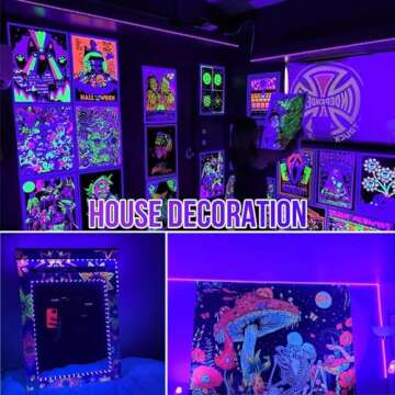 YQNLIFA 40FT Black Light Strip, Blacklight Flexible & Adhesive 720 LEDs, Black Light for Halloween, Neon Party, Birthday, Display Uranium Vaseline Glass, Posters, Curing Resin, Non-Waterproof Decor