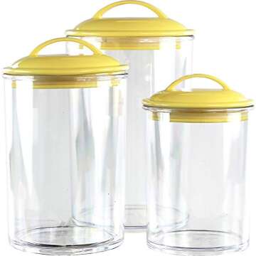 Calypso Basics by Reston Lloyd Acrylic Storage Canisters, Set of 3, Lemon