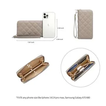 XB Quilted Tote Bag, Leather Tote Shoulder Bag for Women Platinum Handbags and Wrist Strap Long Purse 2pcs Set