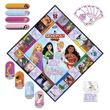 Monopoly Junior Disney Princess Edition Board Game for Kids