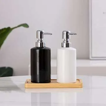FE Soap Dispenser, 300ml/10oz Ceramic Liquid Soap Pump Dispenser, Refillable Dish Soap Dispenser for Kitchen Bathroom Washroom (White, 2 Pack)