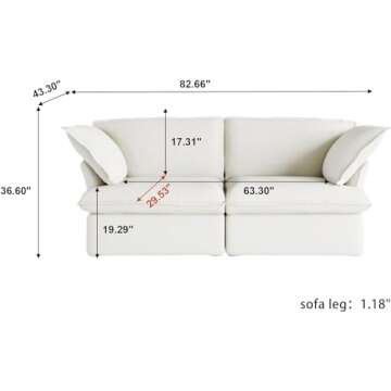 JACH 82.66" Cloud Couch for Living Room, Modular Sectional Sofa, Comfy Convertible Sectional Couches...