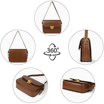 MSGHER Women's Shoulder Bag Messenger Handbag Preppy Style Female Crossbody Bag Retro Purse Designer Briefcase (Brown)