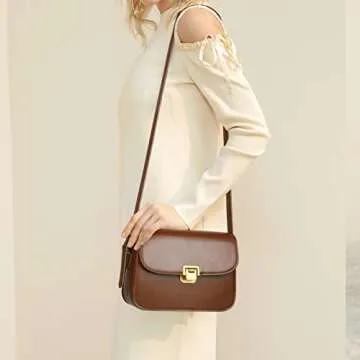 MSGHER Women's Shoulder Bag Messenger Handbag Preppy Style Female Crossbody Bag Retro Purse Designer Briefcase (Brown)