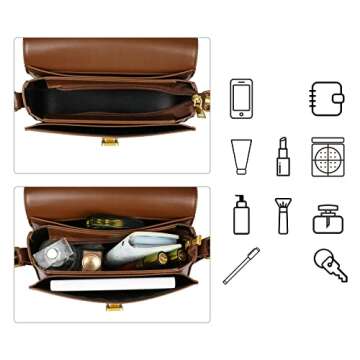 MSGHER Women's Shoulder Bag Messenger Handbag Preppy Style Female Crossbody Bag Retro Purse Designer Briefcase (Brown)