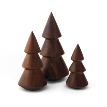 Nambe Wooden Tree Trio | Mini Christmas Tree Set | Acacia Wood