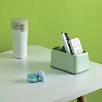 2021 Lastest Design Remote Control Holder for Table with 3 Compartments, Anti-slip Desktop Caddy Storage Organizer for TV Remote Controllers, Office Supplies, Makeup Brush, Media Accessories, White