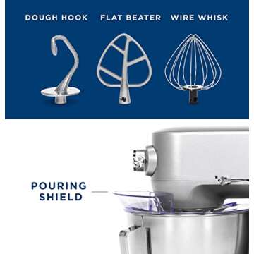 GE Tilt-Head Electric Stand Mixer | 7-Speed, 350-Watt Motor | Includes 5.3-Quart Bowl, Flat Beater, Dough Hook, Wire Whisk & Pouring Shield | Countertop Kitchen Essentials | Granite Gray