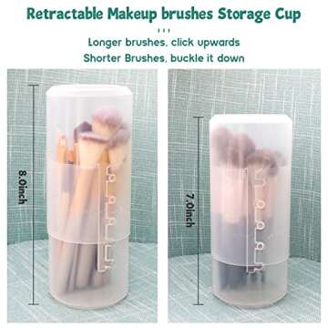 OCHEAL Makeup Brush Holders, 3 Pack of Makeup Brush Organizer Travel Case Retractable Plastic Travel Makeup Brush Holder For Vanity Makeup Artist Brushes Storage Cup