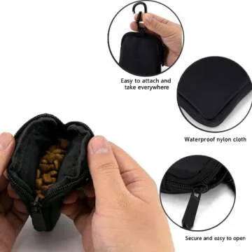Waterproof Dog Treat Pouch, Dog Training Treat Pouch Built in Poop Bag Dispenser Adjustable Shoulder Bag (BLK) (BLK)