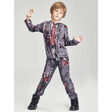 IKALI Zombie School Boys Costume for Halloween Fun