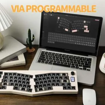 EPOMAKER CIDOO ABM066 Alice-Layout VIA-programmable Barebones Kit with TFT-LCD Screen and Rotary Knob, Hot Swappable, Triple Modes(BT/2.4Ghz/Type-C), NKRO, RGB Backlight, for Win/Mac (Cream White)