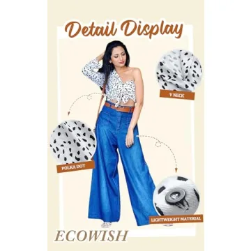 ECOWISH Womens V Neck Leopard Casual Print Tunic Long Sleeve Button Down Shirt Tops 235White S…