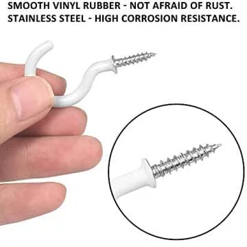 Romeda 90 Pcs White Ceiling Hooks kit, 6 Sizes Vinyl Coated Screw-in Plant, Kitchen, Cup, Ceiling Hooks for Hanging (1/2in, 5/8in,3/4in,7/8in,1'',1-1/4in)