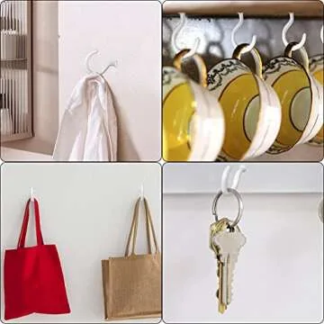 Romeda 90 Pcs White Ceiling Hooks kit, 6 Sizes Vinyl Coated Screw-in Plant, Kitchen, Cup, Ceiling Hooks for Hanging (1/2in, 5/8in,3/4in,7/8in,1'',1-1/4in)