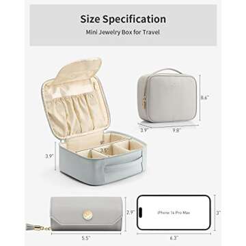 Vlando Set Makeup Bag and Jewelry Bag Grey，Faux Leather Travel Bag