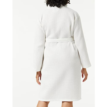 Iris & Lilly Women's Short Cotton Waffle Robe - Comfortable & Lightweight