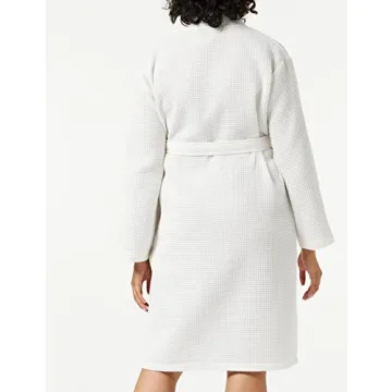 Iris & Lilly Women's Short Cotton Waffle Robe - Comfortable & Lightweight
