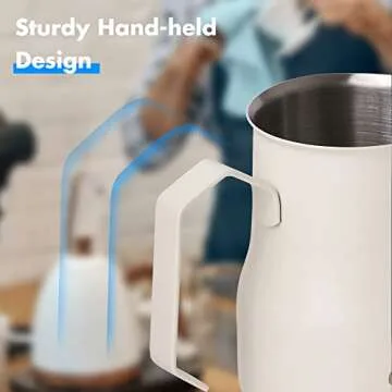 CYETUS Espresso Steaming Pitchers 11.8oz/350ml, Latte Art Pitcher Dripless Spout, Milk Frothing Jug Cup Stainless Steel For Barista, Coffee Machine Bar Supplies, Matte White
