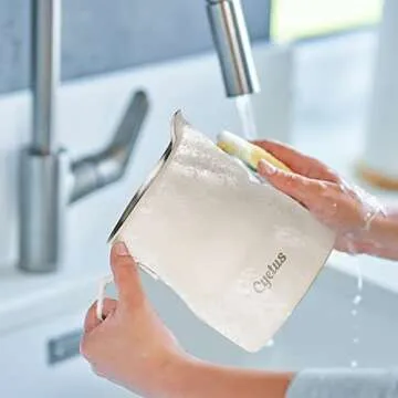 CYETUS Espresso Steaming Pitchers 11.8oz/350ml, Latte Art Pitcher Dripless Spout, Milk Frothing Jug Cup Stainless Steel For Barista, Coffee Machine Bar Supplies, Matte White