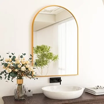 HARRITPURE 24"x36" Arched Bathroom Mirror - Elegant Gold Arch Design for Any Space