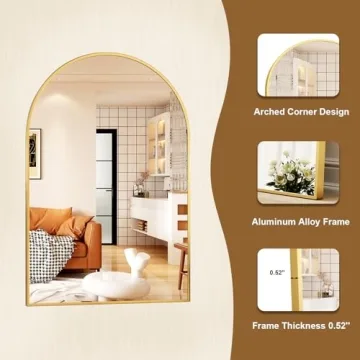 Stylish HARRITPURE Arched Bathroom Mirror - Durable and Elegant