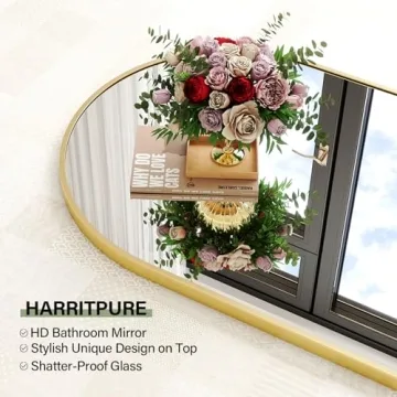 Stylish HARRITPURE Arched Bathroom Mirror - Durable and Elegant