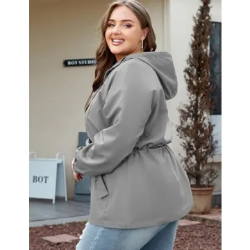 Stylish Plus Size Women’s Rain Jacket Waterproof Hooded