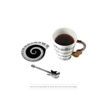 Guitar Coffee Mug with Lid & Spoon - Unique Gift