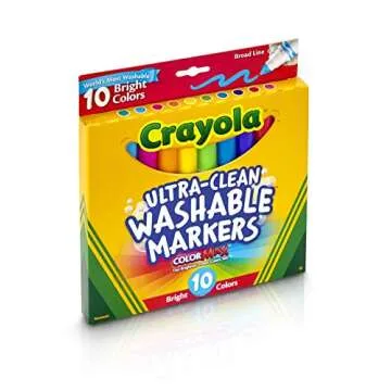 Crayola Ultra Clean Washable Markers (10 Count), Broad Line Markers For Kids, Great For Crafting & S...