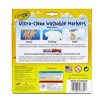 Crayola Ultra Clean Washable Markers (10 Count), Broad Line Markers For Kids, Great For Crafting & School Supplies, Nontoxic