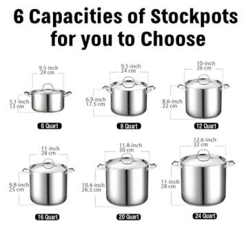Cooks Standard 18/10 Stainless Steel Stockpot 16-Quart, Classic Deep Cooking Pot Canning Cookware wi...