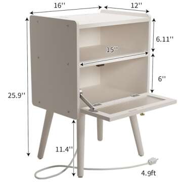 Mid Century Nightstand with Charging Station for Modern Spaces