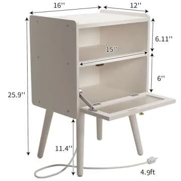 Mid Century Nightstand with Charging Station for Modern Spaces