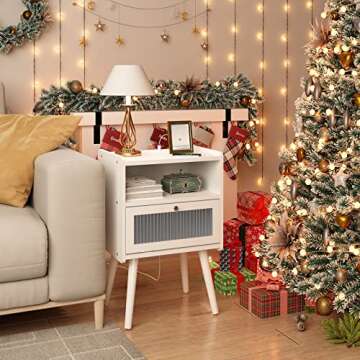 Mid Century Nightstand with Charging Station for Modern Spaces