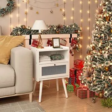 Mid Century Nightstand with Charging Station for Modern Spaces