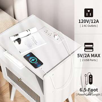 Mid Century Nightstand with Charging Station for Modern Spaces