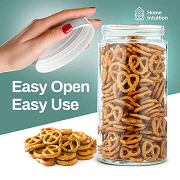 Home Intuition Glass Canister Set with Stainless Steel Lid 4-Piece Set, Kitchen Storage Glass Jars F...