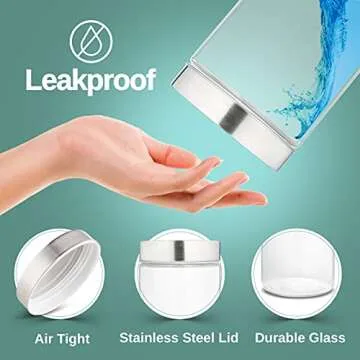 Home Intuition Glass Canister Set with Stainless Steel Lid 4-Piece Set, Kitchen Storage Glass Jars For Candies, Cereal, Nuts & More, Airtight Containers For Countertop & Pantry Organization (Round)