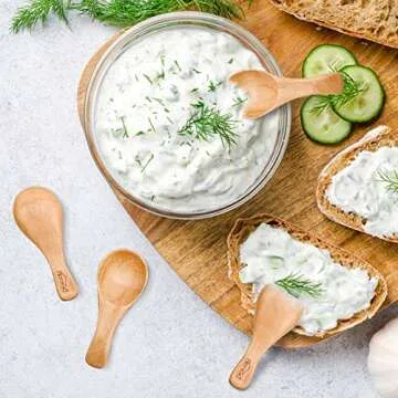 HANSGO Small Wooden Spoon, 10PCS 3 inches Ice Cream Salt Spoon Honey Coffee Tea Sugar Salt Mustard, Light Brown