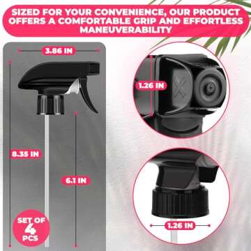 4 Pcs Spray Nozzle for Bottles - Adjustable Length, Durable, Leak-proof for Home & Garden Use