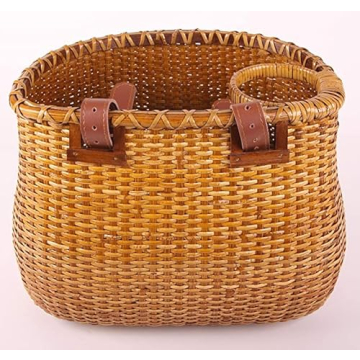 Tote & Kari Bike Basket for Women Beach Cruiser or Scooter The Original Wicker Bicycle Baskets with Built in Cup Holder for Front Handlebar-Classic Vintage Style Handmade Natural Rattan Wicker